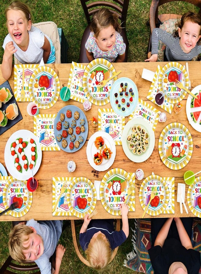 OBUSATT 96Pcs Back to School Party Plates and Napkins Welcome Back to School Party Decorations Cartoon Apples Tableware Set for Kindergarten Preschool Parties Supplies Serves 24 - Image 5